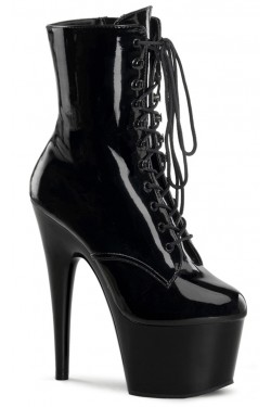 Adore Black Patent Platform Granny Ankle Boots