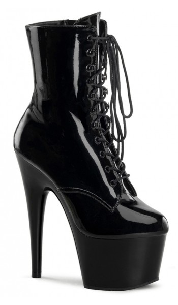 Adore Black Patent Platform Granny Ankle Boots