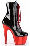 Red Chrome Platform Adore Black Granny Ankle Boots