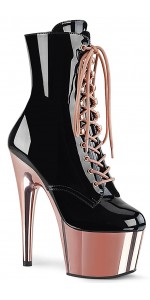 Rose Gold Platform Adore Black Granny Ankle Boots