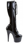 Adore Knee High Black Patent Platform Granny Boots