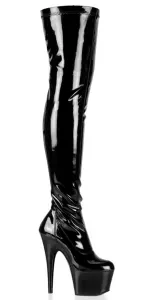 Adore Black Patent Thigh High Platform Boots