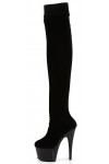 Adore Black Velvet Thigh High Platform Boots