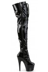 Adore Black Lace Up Thigh High Platform Boots