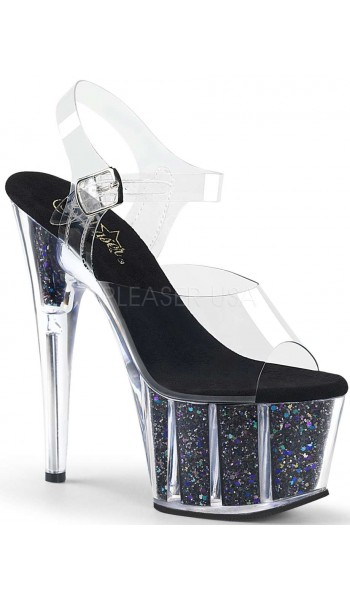 Black Confetti Filled Clear Platform Adore Sandals