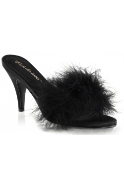 Amour Black Maribou Trimmed Slipper