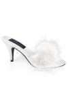 Amour White Maribou Trimmed Slipper