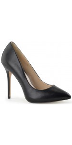 Amuse Black Faux Leather 5 Inch High Heel Pump