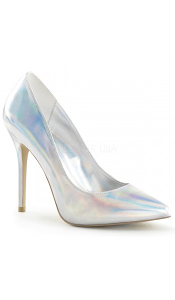 Amuse Silver Hologram 5 Inch High Heel Pump