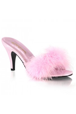 Amour Baby Pink Maribou Trimmed Slipper