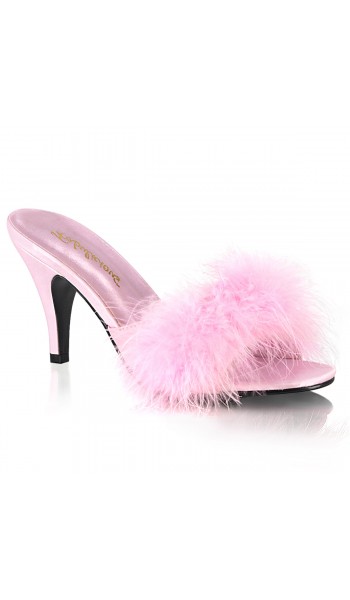 Amour Baby Pink Maribou Trimmed Slipper