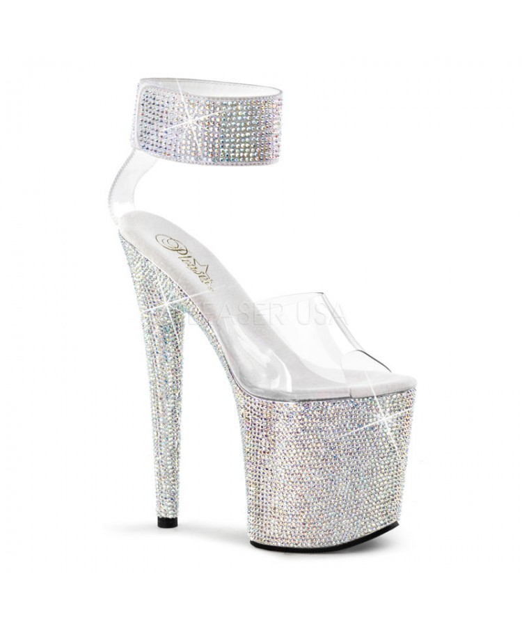 Bejeweled Rhinestone 8 Inch High Platform Sandal