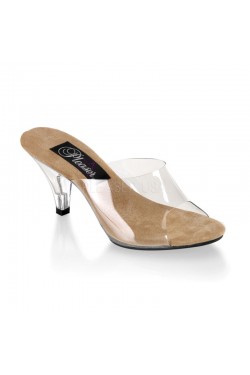 Belle Clear and Tan Peep Toe Slide