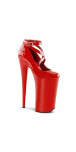 Red Beyond 10 Inch Cross Strap Platform Pump