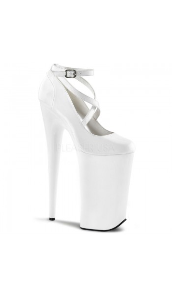 White Beyond 10 Inch Cross Strap Platform Pump