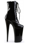 Beyond 10 Inch Heel Black Patent Lace Up Ankle Boots