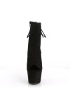 Black Suede Peep Toe and Heel Platform Ankle Boots