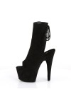 Black Suede Peep Toe and Heel Platform Ankle Boots