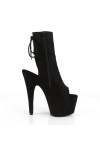 Black Suede Peep Toe and Heel Platform Ankle Boots