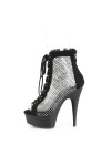 Delight Rhinestone Net Black Platform Ankle Boots