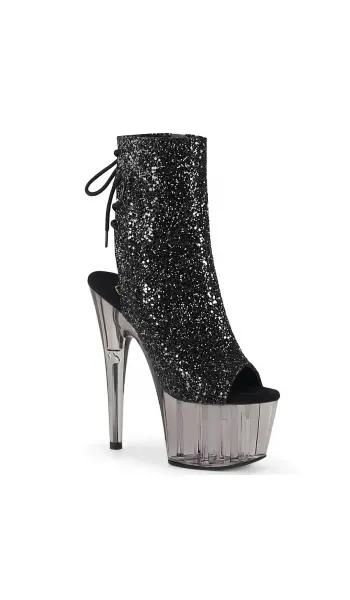 Black Glitter Smoke Platform Ankle Boots