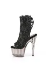 Black Glitter Smoke Platform Ankle Boots