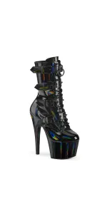 Adore Studded Black Hologram Lace Up-Ankle Boots
