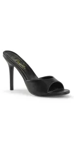 Classique Black Faux Leather 4 Inch Mule