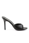 Classique Black Faux Leather 4 Inch Mule