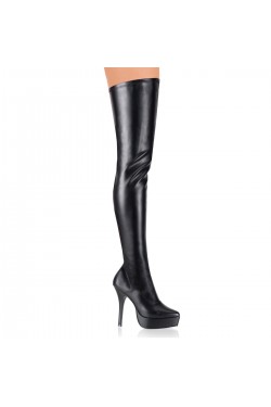 Black Indulge Faux Leather Stiletto Heel Boots