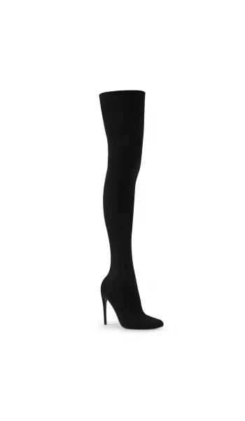 Courtly Black Nylon Thigh High Boot