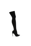 Courtly Black Nylon Thigh High Boot