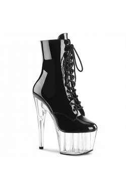 Adore Black Platform Boots with Clear Heel