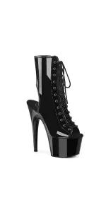 Black Patent Adore Peep Toe Platform Ankle Boots