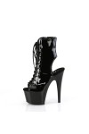 Black Patent Adore Peep Toe Platform Ankle Boots