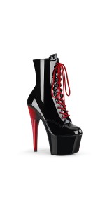 Adore Black Platform Boots with Red Heel