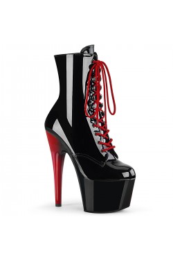 Adore Black Platform Boots with Red Heel