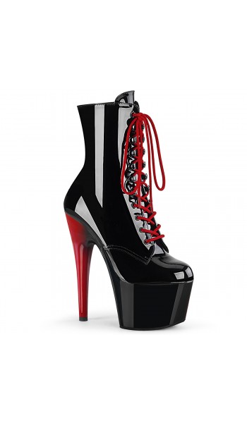 Adore Black Platform Boots with Red Heel