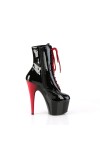 Adore Black Platform Boots with Red Heel