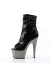 Black Sequin Adore Platform Ankle Boots