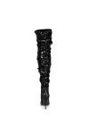 Courtly Black Sequin Thigh High Slouch Boot