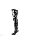 Classique Black Faux Leather Thigh High Boot