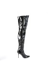 Classique Black Faux Leather Thigh High Boot