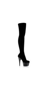Adore Black Velvet Thigh High Platform Boots