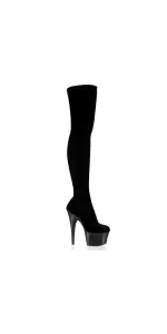 Adore Black Velvet Thigh High Platform Boots