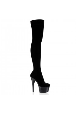 Adore Black Velvet Thigh High Platform Boots