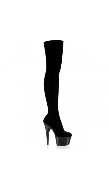 Adore Black Velvet Thigh High Platform Boots