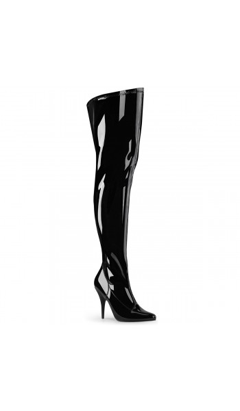 Seduce Black Patent Wide Calf Thigh High Boots