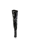 Seduce Black Patent Wide Calf Thigh High Boots