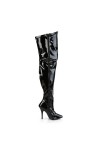 Seduce Black Patent Wide Calf Thigh High Boots